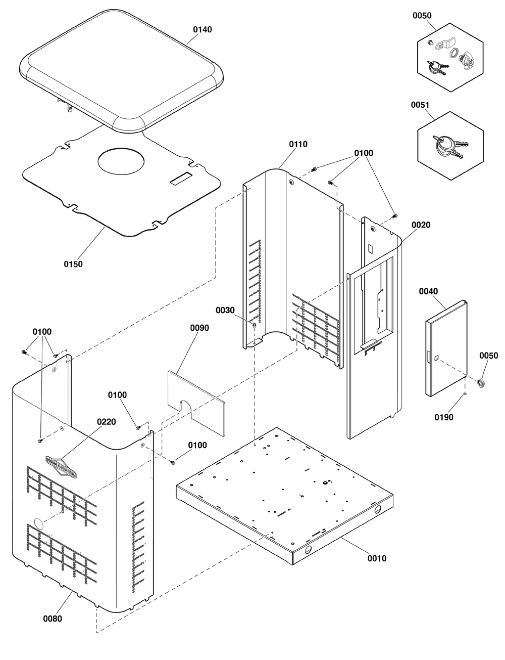 Enclosure Group Diagram and Parts List for 040611-00  Briggs and Stratton Generator